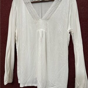 Lascana Crochet V Neck Soft White Resortwear Boho Tunic Ivory Sz 12 Discontinued
